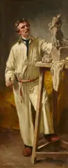 Arthur Kampf, Sculptor with a Clay Bozzetto (possibly a Self Portrait), Oil on canvas (relined)
