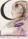 Günter Brus, Die wortwörtliche Welt hat kein Zuhause, selbst die Dusche steht unter der Brause, 1996, Mixed media on card
