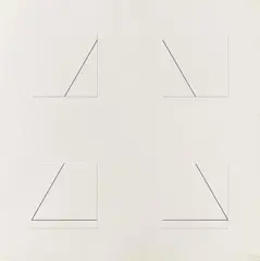 Triangle éclaté en 4 by François Morellet, 1977, Ink on card collaged on card, sold Jun 2022