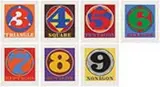 Robert Indiana, Polygons, 1975, 7 colour screenprints on card. Each