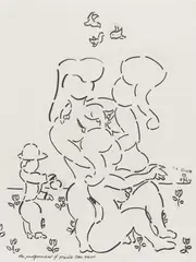 Untitled (The Judgement of Paris) by William Copley, 1994, Marker on paper, sold Jun 2022