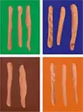 Günther Förg, Mr Blue, Mr Orange, Mr Green, Mr Brown, 2002, Tempera auf Kupfer. Auf Holzrahmen montiert