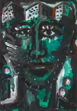 Helmut Middendorf, Häuser Kopf, 1984, Gouache on card