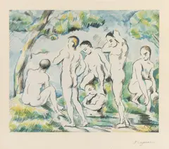 Paul Cézanne, Les Baigneurs (petite planche), 1896/1897, Colour lithograph on Japan paper, mounted on firm wove paper