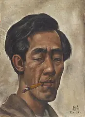 Autoportrait à la cigarette by Toshio Bando, Circa 1929, Oil on canvas mounted on fibreboard, sold Jun 2022