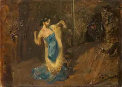 Max Slevogt, Marietta tanzend im Raum, 1904, Oil on artist's board. 34/34.8 x 47.6/