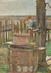 Adolf Hölzel, Mädchen am Brunnen, 1888, Oil on canvas