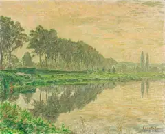 Léon de Smet, Flusslandschaft, 1956, Oil on canvas