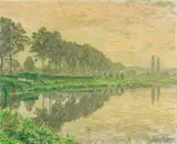 Léon de Smet, Flusslandschaft, 1956, Oil on canvas