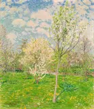 Léon de Smet, Blühende Bäume (Obstbaumwiese), Oil on canvas