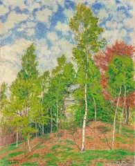 Léon de Smet, Birken und Rotbuche, 1955, Oil on canvas