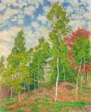 Léon de Smet, Birken und Rotbuche, 1955, Oil on canvas