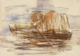 Am Lago Maggiore by Christian Rohlfs, 1932, Water tempera and pastel chalks on watercolour laid paper with watermark "P M FABRIANO", sold Jun 2022