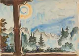 Nebelmorgen in der Eifel by Karl Schmidt-Rottluff, 1937, Watercolour and brush and India ink on watercolour laid paper with watermark "EMB", sold Jun 2022