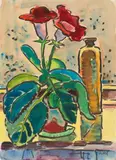 Rote Gloxinie by Karl Schmidt-Rottluff, 1959, Watercolour and brush and India ink on watercolour laid paper, sold Jun 2022