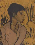 Otto Mueller, Zigeunerin im Profil, 1926-1927, Colour lithograph on paper, mounted on card