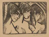 Otto Mueller, Drei Mädchen im Profil, 1921, Lithographie auf Van-Gelder-Zonen-Bütten