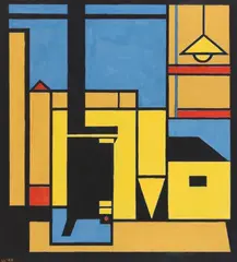Lou Loeber, Untitled (Lampe und Ofen), 1928, Gouache on firm card