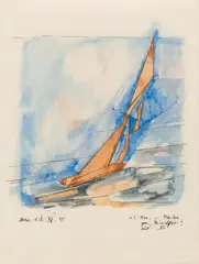 Lyonel Feininger, Sailing Boat, 1929, Watercolour and pen and ink on smooth paper. 27.3 x 20.7/