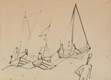 Ernst Wilhelm Nay, Ostseefischer, 1936, Pen and ink on laid paper with watermark "INGRES"