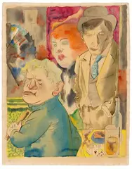 George Grosz, Ganoven an der Theke, 1922, Pen and India ink and watercolour on wove paper with watermark "Hahnemühle"