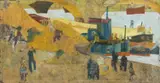 Lyonel Feininger, An der Seine, Paris, 1912, Oil on canvas, a fragment. mounted on carrier canvas (