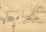 Lyonel Feininger, 4 doble-sided sketches for 'An der Seine, Paris', 1911, 4 double-sided drawings, crayon on paper, pencil on paper