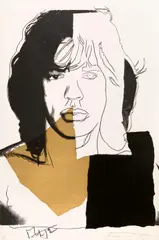 Mick Jagger by Andy Warhol, 1975, Colour screenprint on card, sold Jun 2022