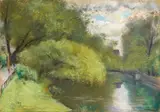 Lesser Ury, Fußsteg am Landwehrkanal (Lützow-Brücke), Berlin, 1920s, Pastel on card
