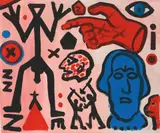 A. R. Penck, Homer und die Folgen, 1996, Acrylic on canvas