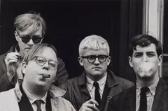 Dennis Hopper, Andy Warhol, Henry Geldzahler, David Hockney and David Goodman, 1963, Gelatin silver print, printed later