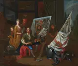 Balthasar van den Bossche, An Artist in his Studio working on a Portrait of a Prince, possibly Philipp V of Spain, Oil on canvas (relined)