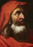 Flemish School 17th century, Portrait of a bearded Man in a red Cloak