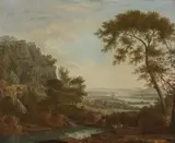 French School 18th century, Two Landscapes with ancient Ruins