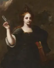attributed to Luca Giordano, Calliope, the muse of epic poetry, Oil on cnavas (relined)