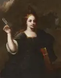 attributed to Luca Giordano, Calliope, the muse of epic poetry, Oil on cnavas (relined)