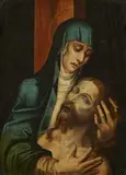 Pietà by studio of Luis de Morales, Oil on panel (parquetted), offered May 2022