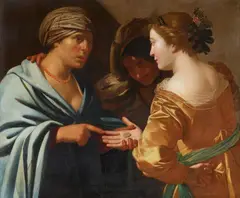 Netherlandish Caravaggist, The Fortune Teller, Oil on canvas (relined)