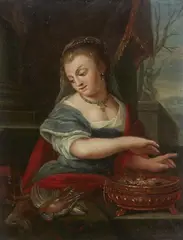 Young Woman with a Brazier and Game by Netherlandish School 18th century, Oil on panel, offered May 2022