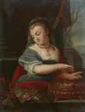 Netherlandish School 18th century, Young Woman with a Brazier and Game, Oil on panel