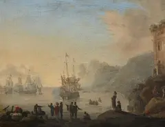 called Zeeman Reinier Nooms, Two Harbour Scenes, Oil on canvas