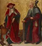 Probably Upper Rhine-Region second half 15h century, Saints Jerome and Anthony, Oil on panel (parquetted)