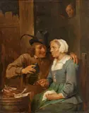Drinking Couple by studio of David Teniers the Younger, Oil on panel, sold May 2022