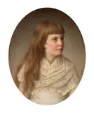 G. Fischer, Portrait of a Girl with Long Brown Hair, Oil on canvas (relined)