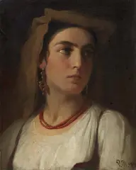 Paul Friedrich Meyerheim, Young Neapolitan Woman, Oil on canvas