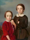 Austrian Artist mid-19th century, Portrait of Edmund and Wolgang von Würtzburg as Children, Oil on canvas (relined)