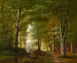 Wooded Landscape with Bridge and Traveller by Jacobus Johannes van Poorten, Oil on canvas, offered May 2022