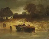Mary Schreyer, Rowing Boat by the Shore, Oil on canvas