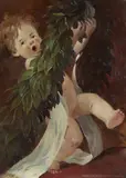 Andreas Untersberger, Putto with a Laurel Garland, Oil on card