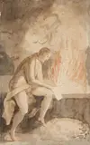 "How I Burned My Papers" by Johann Heinrich Wilhelm Tischbein, Pen in brown and watercolour, sold May 2022